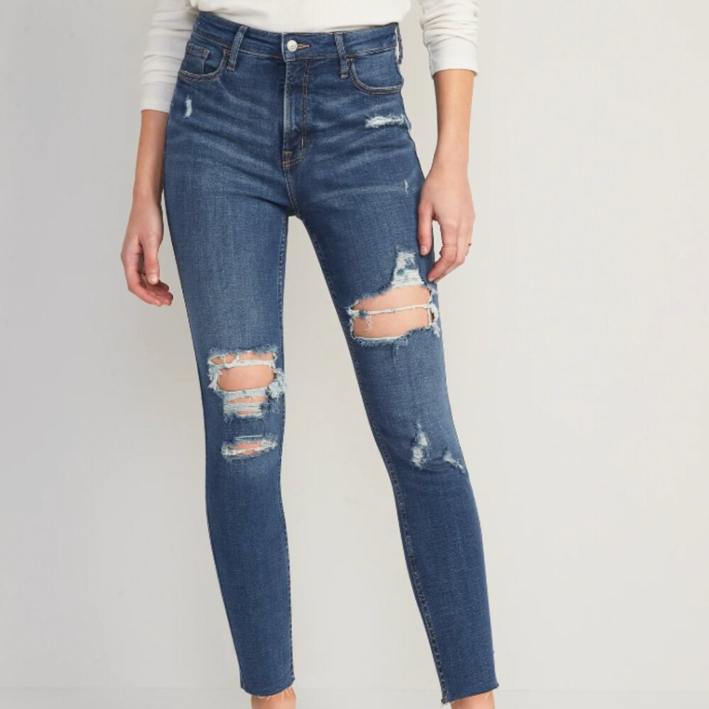 Old Navy Distressed Medium Wash Skinny Jeans Size 16